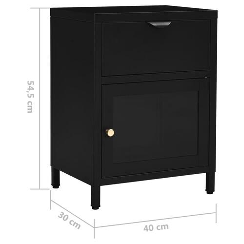 Natborde 2 stk. 40x30x54,5 cm stål og glas sort