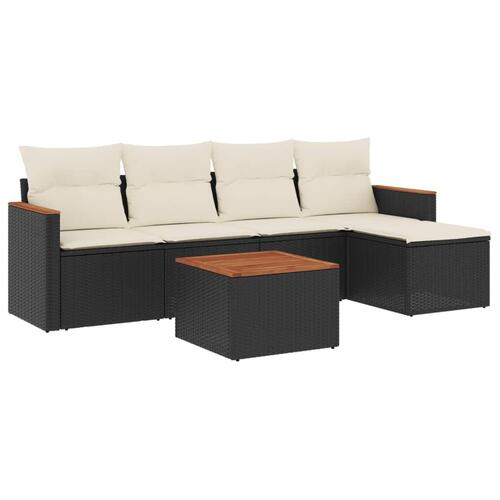 Sofasæt til haven 6 dele med hynder polyrattan sort