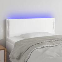 Sengegavl med LED-lys 90x5x78/88 cm kunstlæder hvid