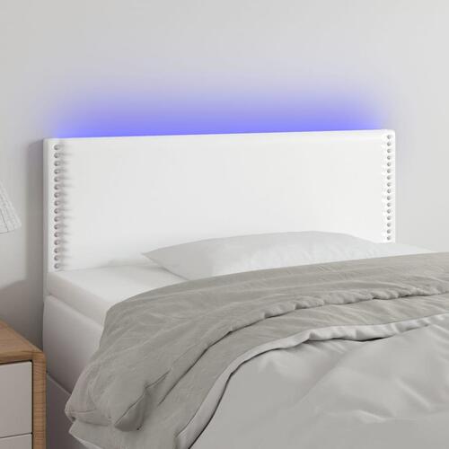 Sengegavl med LED-lys 90x5x78/88 cm kunstlæder hvid