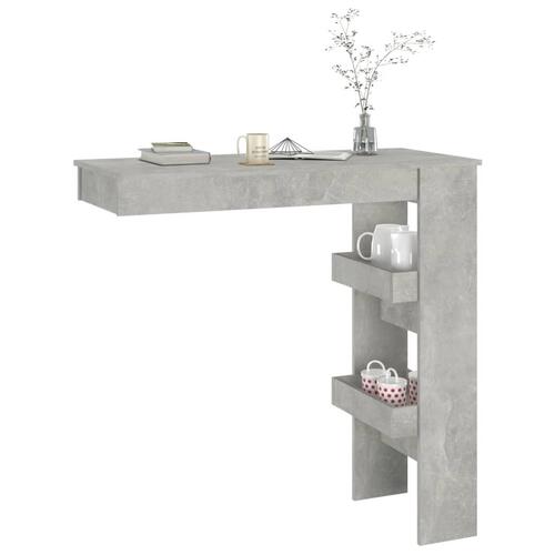 Vægmonteret barbord 102x45x103,5 cm konstrueret træ betongrå