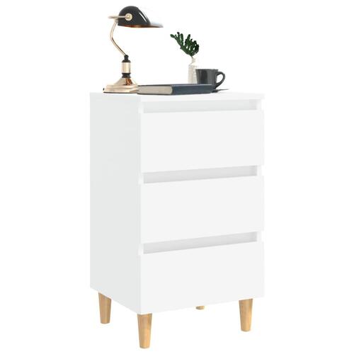 Sengeskabe m. massive træben 2 stk. 40x35x69 cm hvid