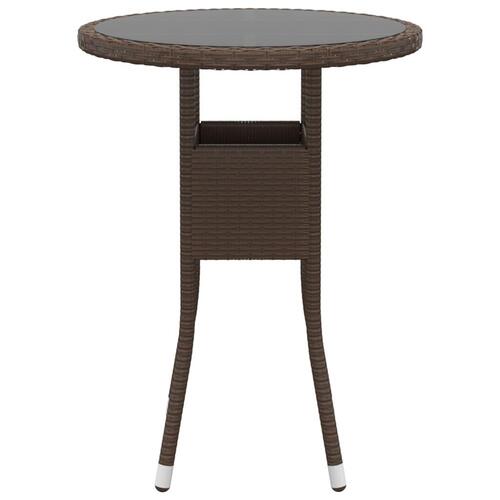 Bistrosæt til haven 3 dele polyrattan og hærdet glas brun