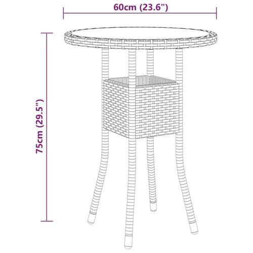 Bistrosæt til haven 3 dele polyrattan og hærdet glas brun