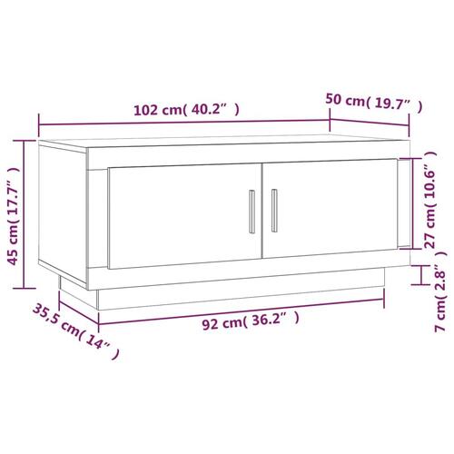 Sofabord 102x50x45 cm konstrueret træ sonoma-eg