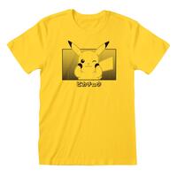 Unisex Kortærmet T-shirt Pokémon Pikachu Katakana Gul S