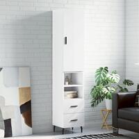 Skab 34,5x34x180 cm konstrueret træ hvid højglans
