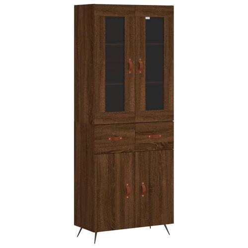 Højskab 69,5x34x180 cm konstrueret træ brun egetræsfarve