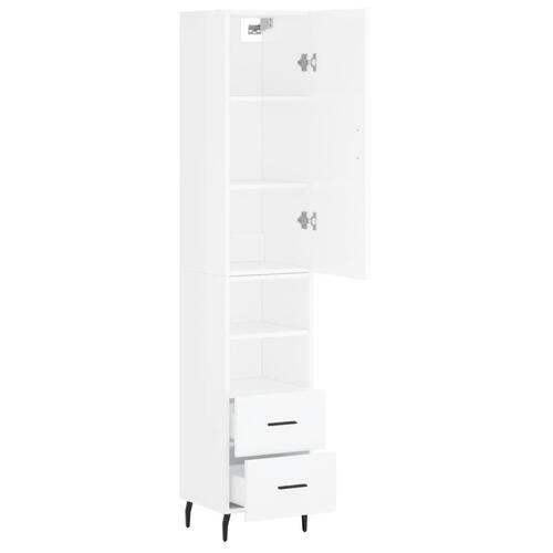 Skab 34,5x34x180 cm konstrueret træ hvid højglans