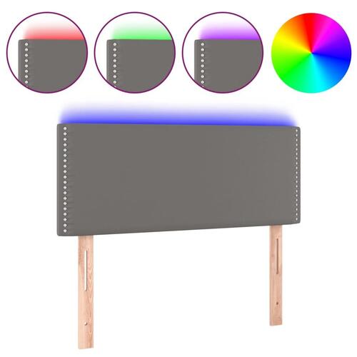 Sengegavl med LED-lys 90x5x78/88 cm kunstlæder grå