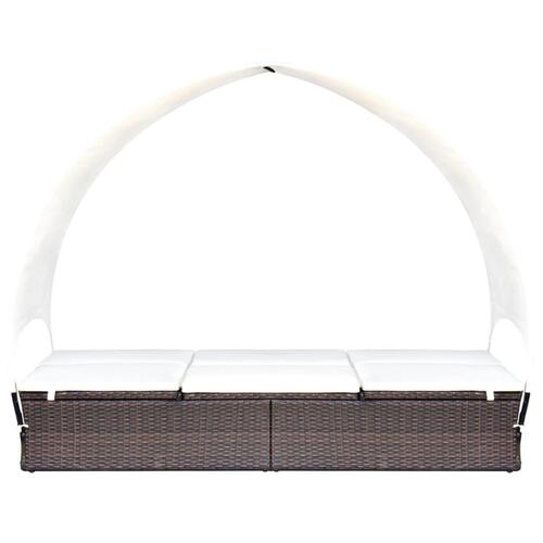Dobbelt solseng med baldakin polyrattan brun