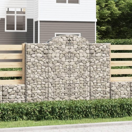 Buede gabionkurve 2 stk. - 200 × 50 × 160/180 cm i galvaniseret jern