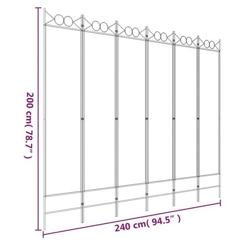 6-panels rumdeler 240x200 cm stof hvid