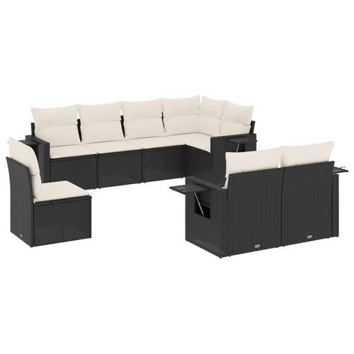Sofasæt til haven 8 dele med hynder polyrattan sort