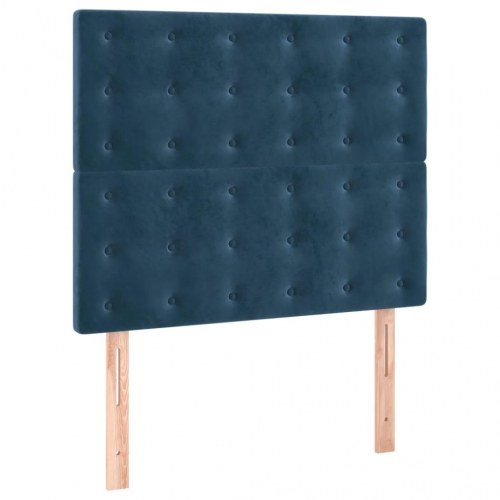 Kontinentalseng med madras 90×200 cm - fløjl, mørkeblå