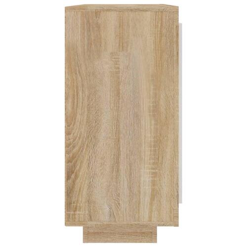 Skænk 92x35x75 cm konstrueret træ hvid og sonoma-eg