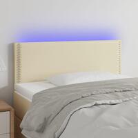 Sengegavl med LED-lys 100x5x78/88 cm kunstlæder cremefarvet