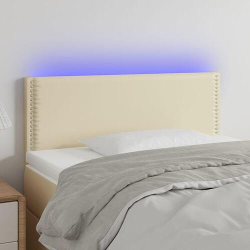 Sengegavl med LED-lys 100x5x78/88 cm kunstlæder cremefarvet