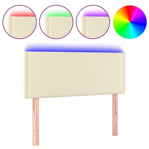 Sengegavl med LED-lys 100x5x78/88 cm kunstlæder cremefarvet