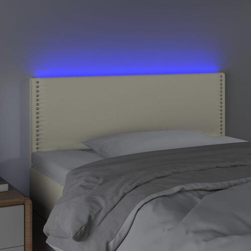 Sengegavl med LED-lys 100x5x78/88 cm kunstlæder cremefarvet