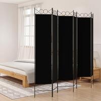 6-panels rumdeler 240x200 cm stof sort