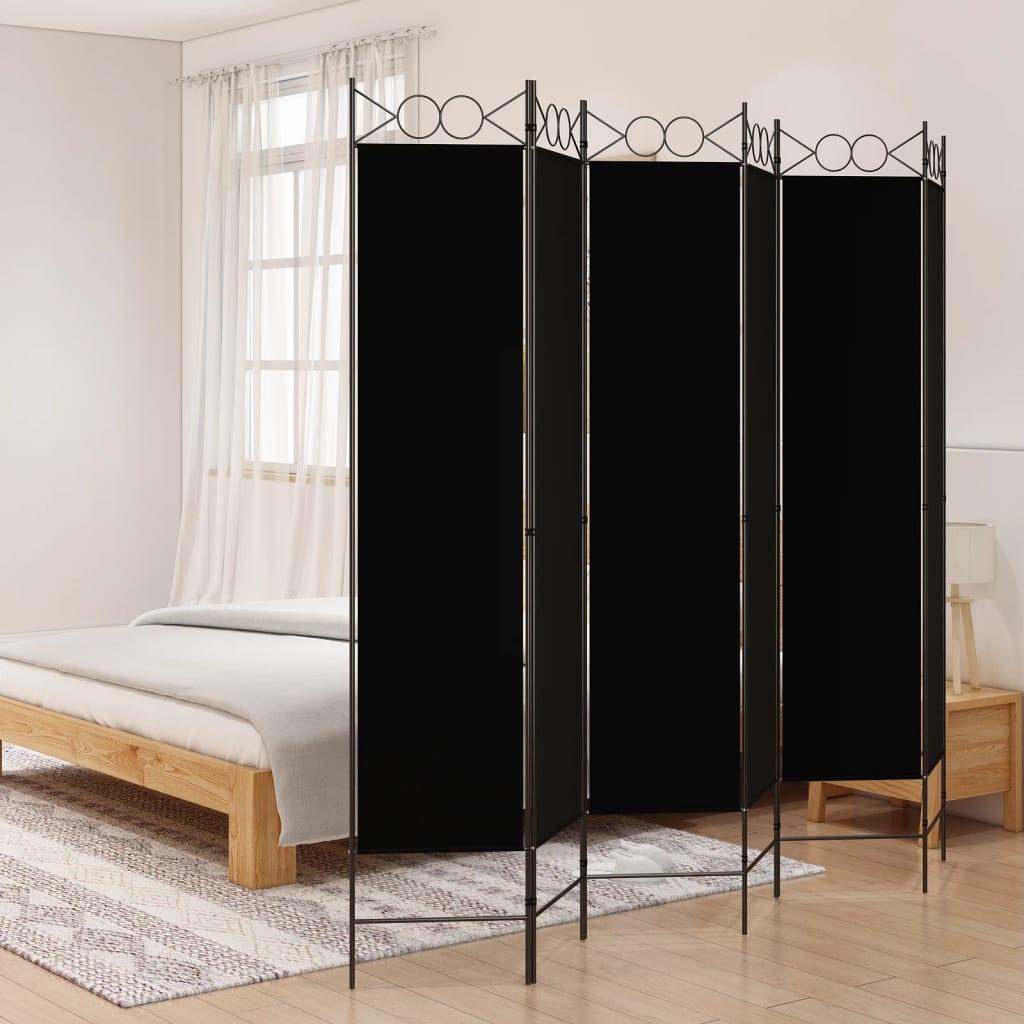 6-panels rumdeler 240x200 cm stof sort