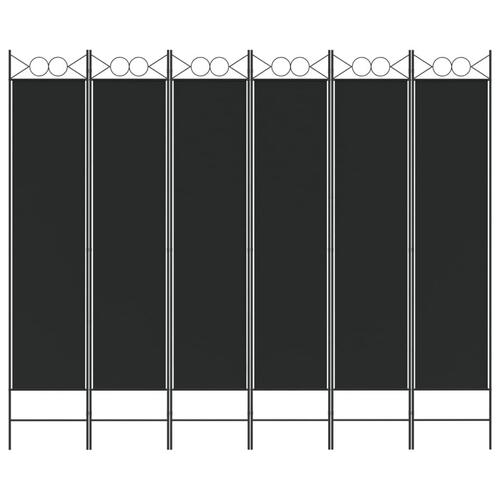 6-panels rumdeler 240x200 cm stof sort