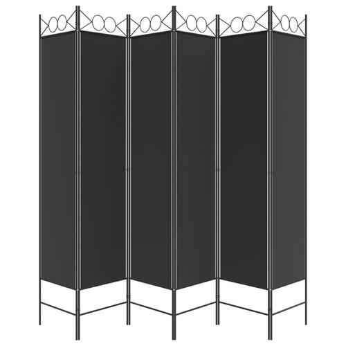 6-panels rumdeler 240x200 cm stof sort