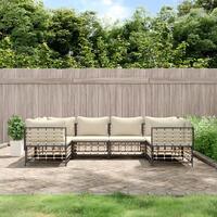 Loungesæt til haven 6 dele med hynder polyrattan antracitgrå