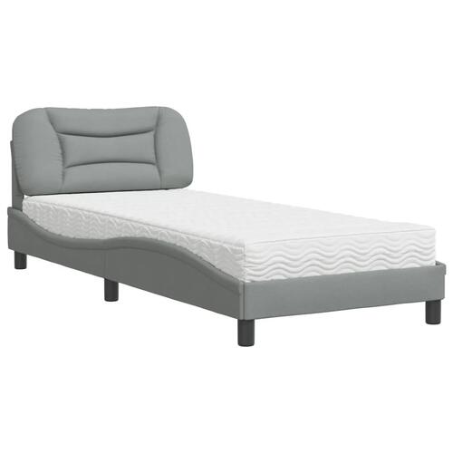 Seng med madras 90x190 cm stof lysegrå