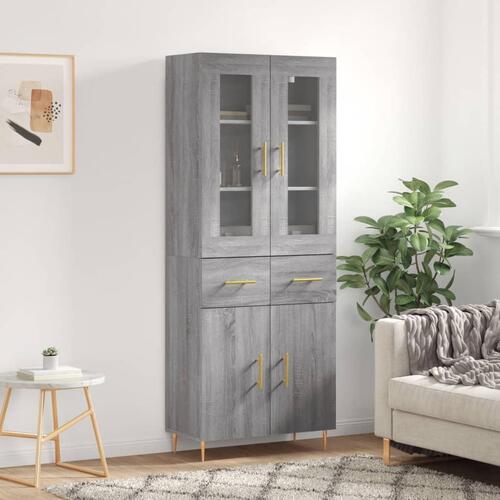 Højskab 69,5x34x180 cm konstrueret træ grå sonoma-eg