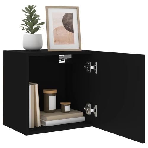 Væghængte tv-borde 2 stk. 40,5x30x40 cm konstrueret træ sort