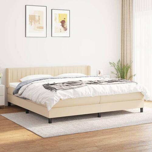 Kontinentalseng med madras 200x200 cm stof cremefarvet
