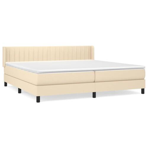 Kontinentalseng med madras 200x200 cm stof cremefarvet