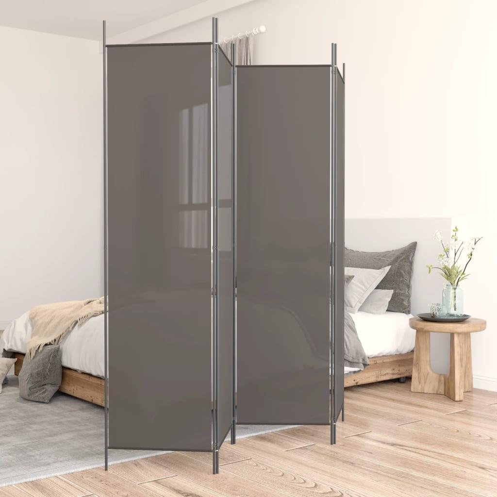 4-panels rumdeler 200x220 cm stof antracitgrå