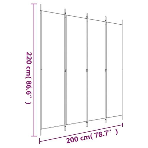 4-panels rumdeler 200x220 cm stof antracitgrå