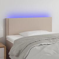 Sengegavl med LED-lys 100x5x78/88cm kunstlæder cappuccinofarvet