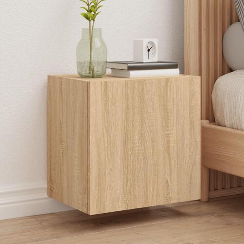 Væghængt tv-bord 2 stk. 40,5x30x40 cm konstrueret træ sonoma-eg