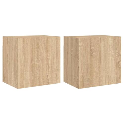 Væghængt tv-bord 2 stk. 40,5x30x40 cm konstrueret træ sonoma-eg