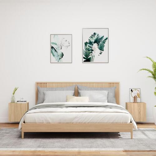 Væghængt tv-bord 2 stk. 40,5x30x40 cm konstrueret træ sonoma-eg