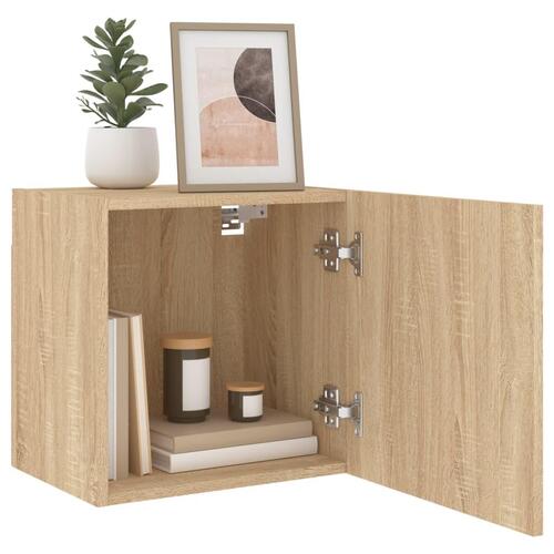 Væghængt tv-bord 2 stk. 40,5x30x40 cm konstrueret træ sonoma-eg