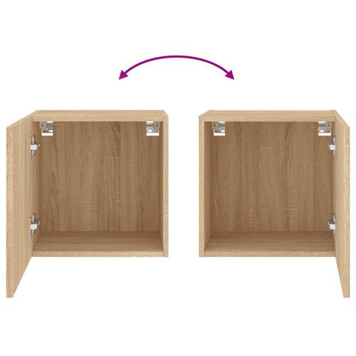 Væghængt tv-bord 2 stk. 40,5x30x40 cm konstrueret træ sonoma-eg