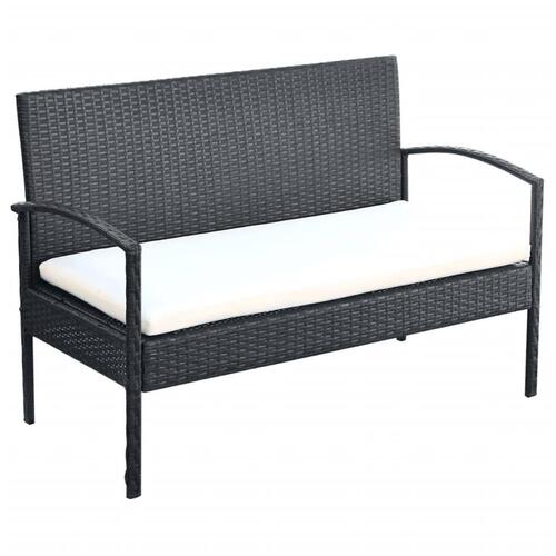 Haveloungesæt 4 dele med hynder polyrattan sort