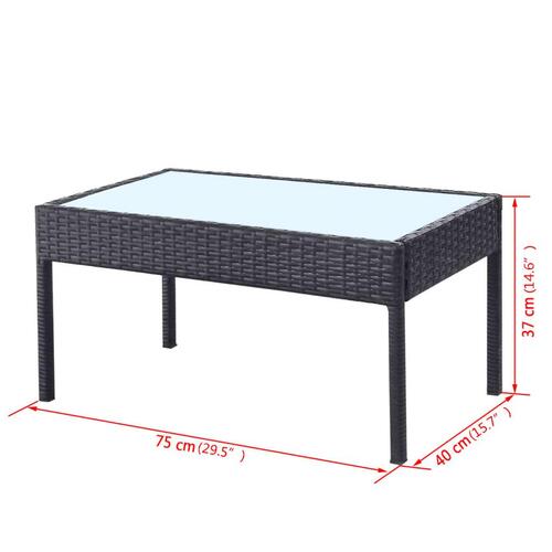 Haveloungesæt 4 dele med hynder polyrattan sort
