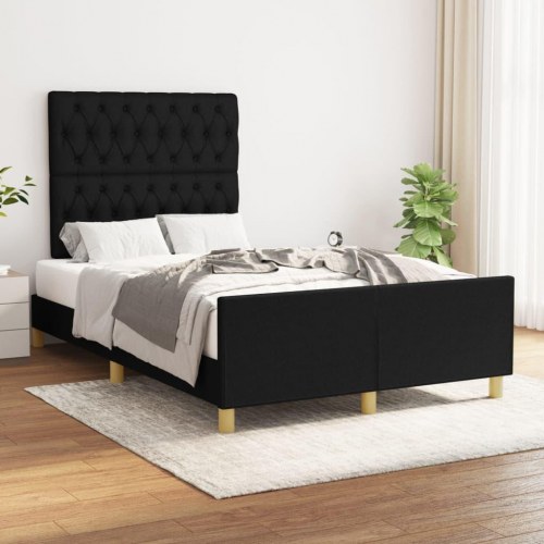 Sengeramme med justerbar sengegavl - sort stof, 120x200 cm