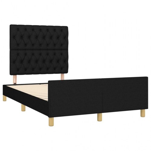 Sengeramme med justerbar sengegavl - sort stof, 120x200 cm