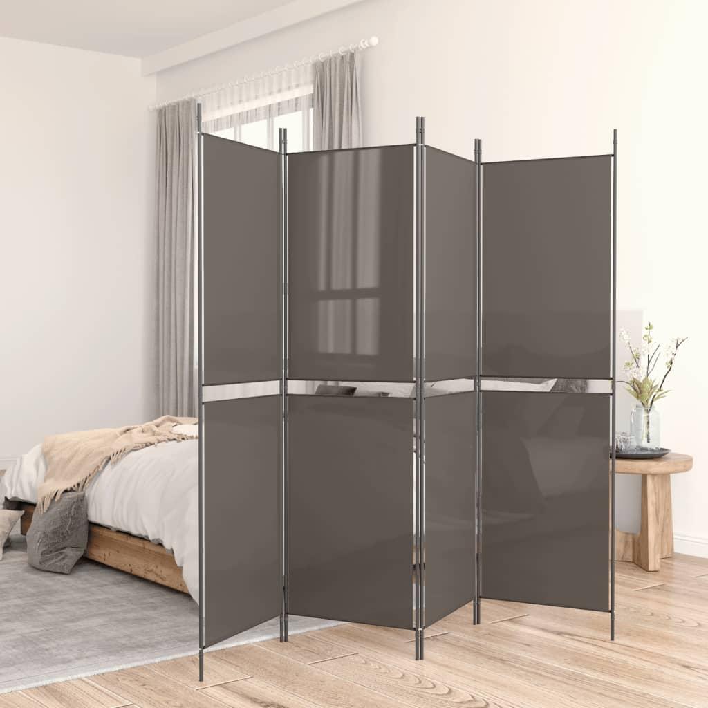 5-panels rumdeler 250x200 cm stof antracitgrå