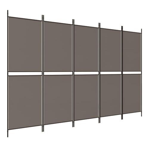 5-panels rumdeler 250x200 cm stof antracitgrå