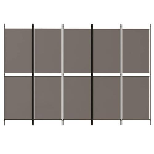 5-panels rumdeler 250x200 cm stof antracitgrå