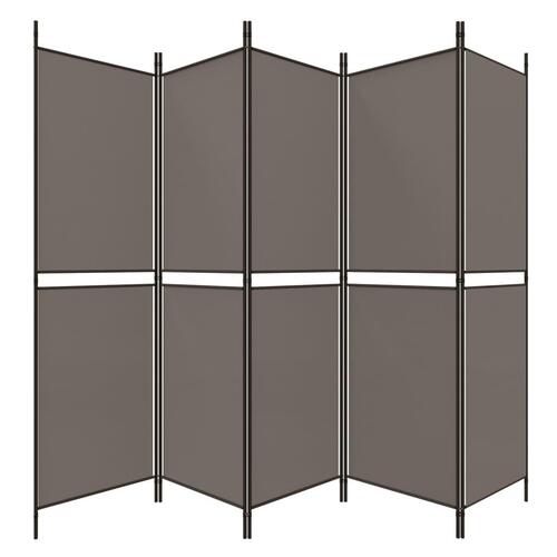 5-panels rumdeler 250x200 cm stof antracitgrå